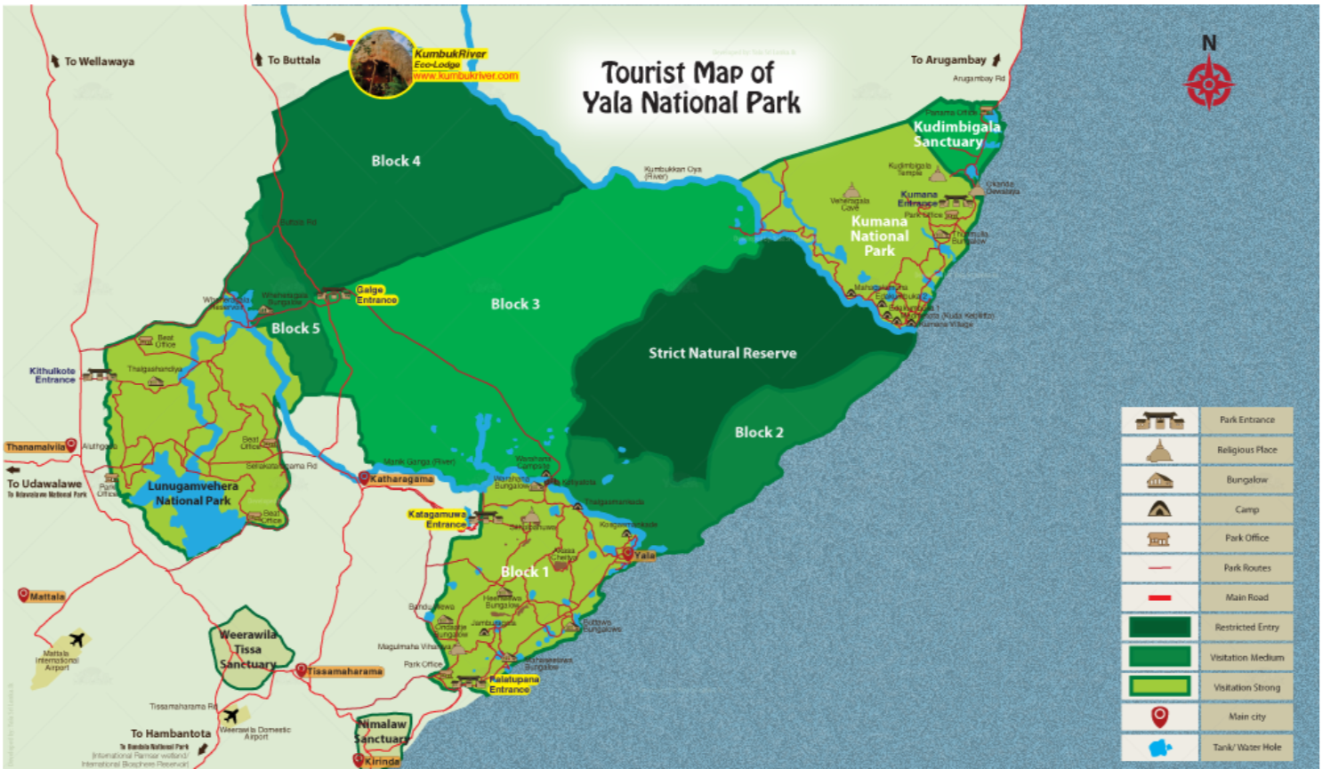 inside the map of Yala National park Sri Lanka