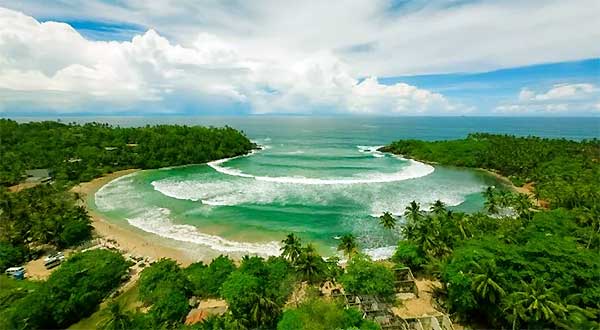 Aerial view of Hiriketiya Beach near Dickwella Sri Lanka