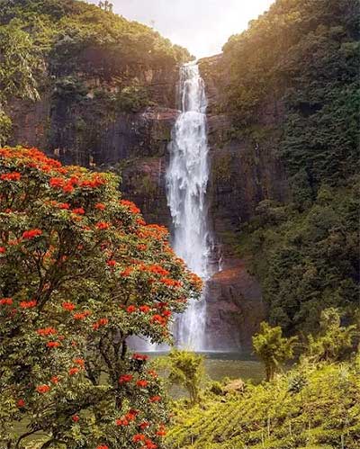 Close-up of cascading water at Gartmore Waterfall