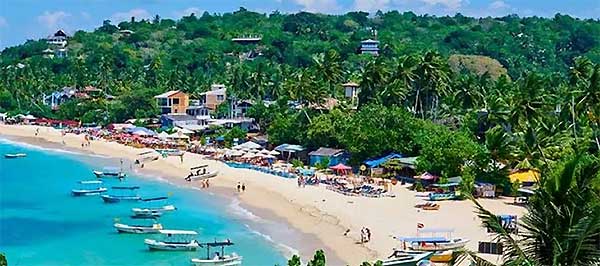Unawatuna Beach calm lagoon Sri Lanka