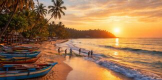 Mirissa Beach: A Local’s Guide to Sri Lanka’s Hidden Coastal Paradise Realistic sunrise at Mirissa Beach, Sri Lanka, no people