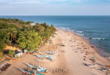 Arugam Bay Travel Guide, Sri Lanka: Surf, Slow Life & Raw Coastal Beauty Aerial view of Arugam Bay shoreline and turquoise waters