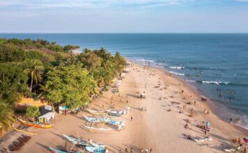 Arugam Bay Travel Guide, Sri Lanka: Surf, Slow Life & Raw Coastal Beauty Aerial view of Arugam Bay shoreline and turquoise waters