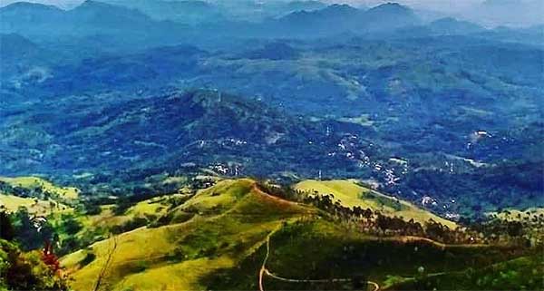 Scenic ridge view of Haputale town surrounded by green hills
